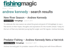 Andrew Kennedy angling articles & reviews on FishingMagic.com