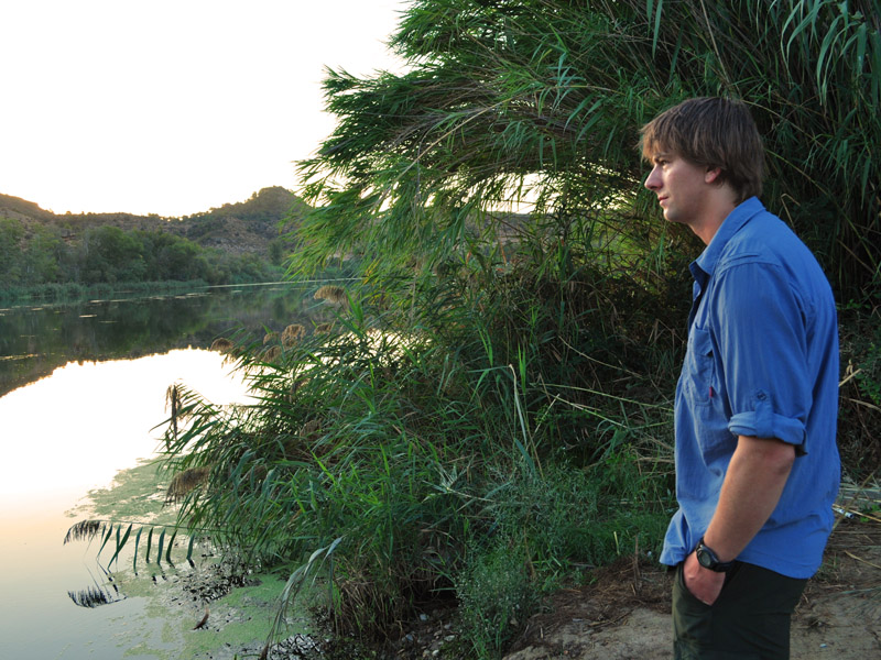 Bank fishing for catfish on the river Ebro at Riba Roja