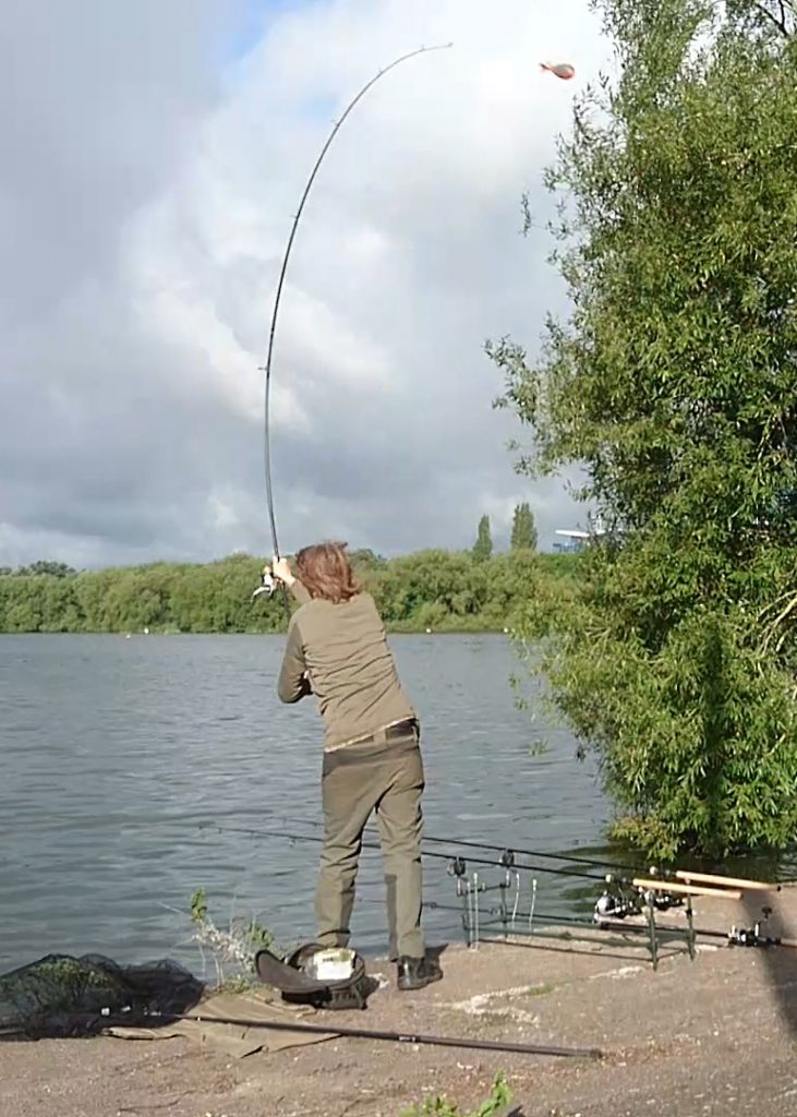 Casting out a loaded Spomb with the Fox Warrior PLUS S&M Spod & Marker Duo rod