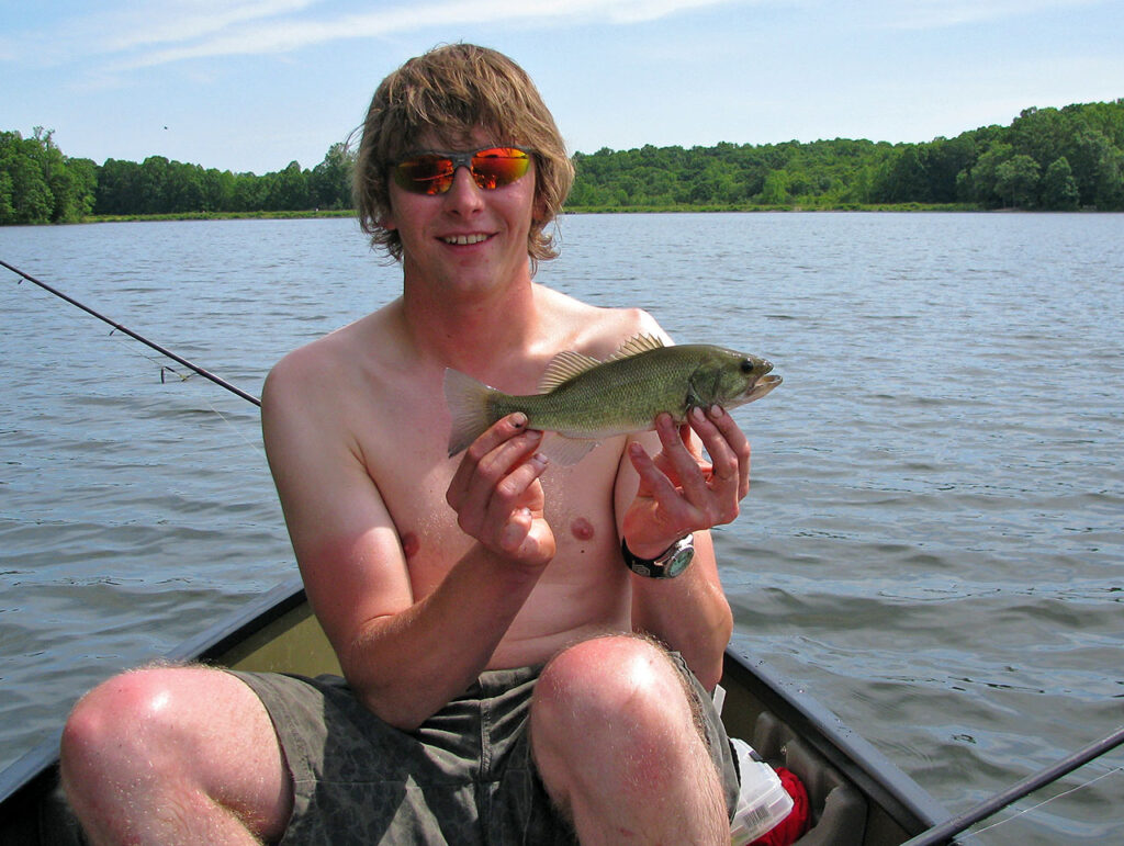 American fishing adventure - a bait-caught smallmouth bass from Burke Lake