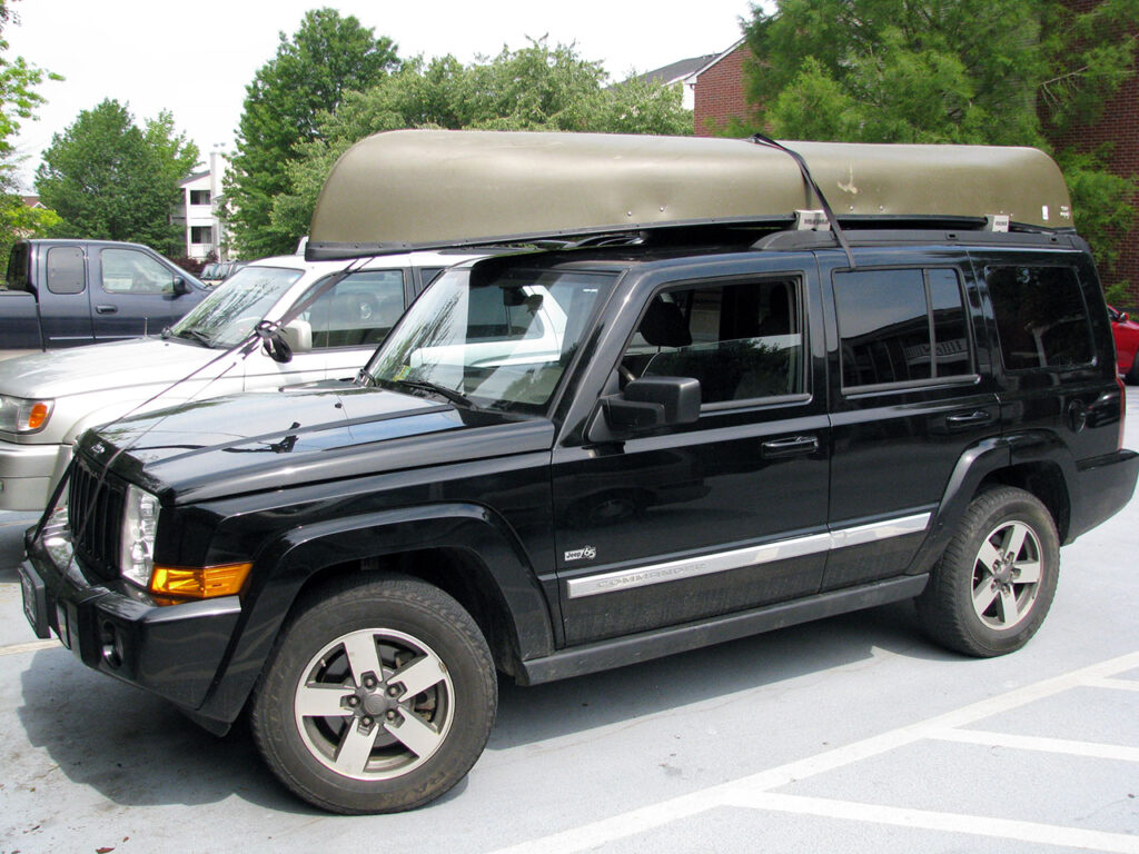 American fishing adventure - Gaz's car loaded with kayak, fishing & camping gear ready for our trip to the Potomac River