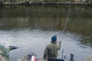 Andrew Kennedy strikes into a grayling whilst trotting on the Derbyshire Derwent