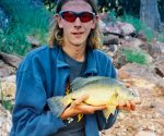 Andrew with a golden perch, or "yellowbelly", from NWS, Australia