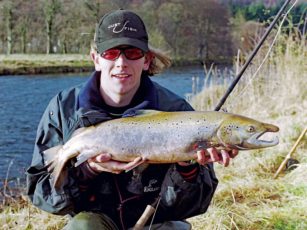 Andrew's personal best salmon, caught from the River Tweed on fly gear