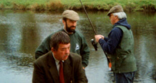 Ian Heaps, Barrie Rickards and Bob James demonstrating at Chatsworth Angling Fair