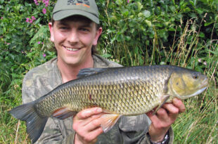 A hard-fought chub of 4lb 10oz, caught on an improvised float rig from an "impossible" swim